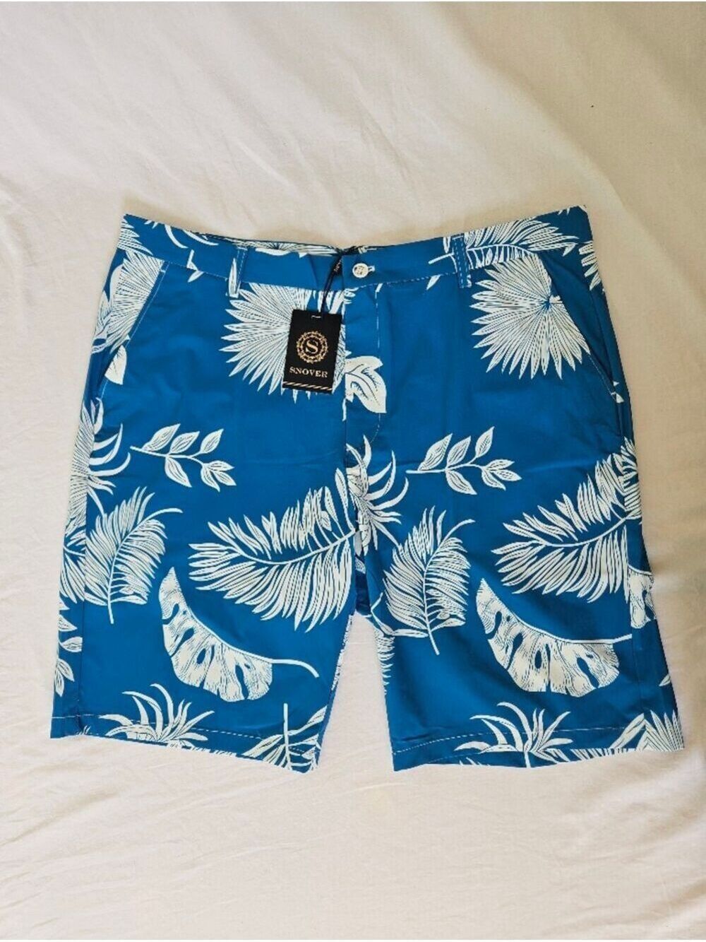 NWT Size 40 Snover Menswear Teal Blue Tropical Palm Print Men’s Golf Shorts